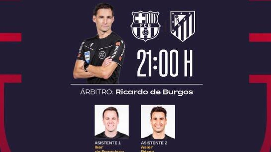 Ricardo de Burgos arbitrará el Barcelona-Atlético de Madrid