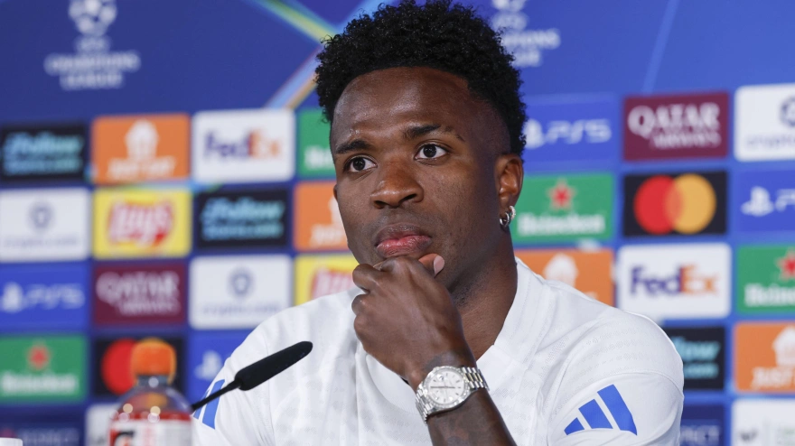 Vinicius, en la rueda de prensa previa al partido ante el Bayern