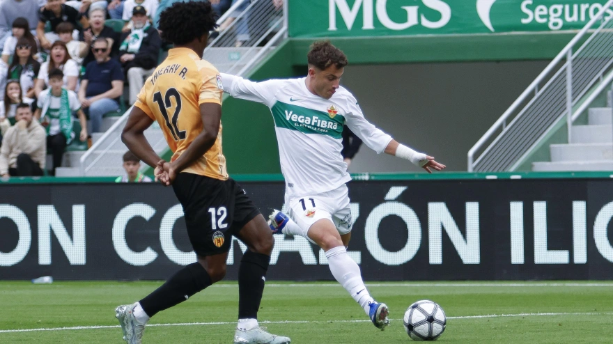 Germán Valera y Thierry Correia, en el Elche - Valencia