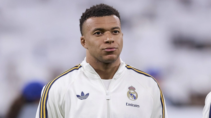 Kylian Mbappé, antes de jugar un partido de Champions con el Real Madrid