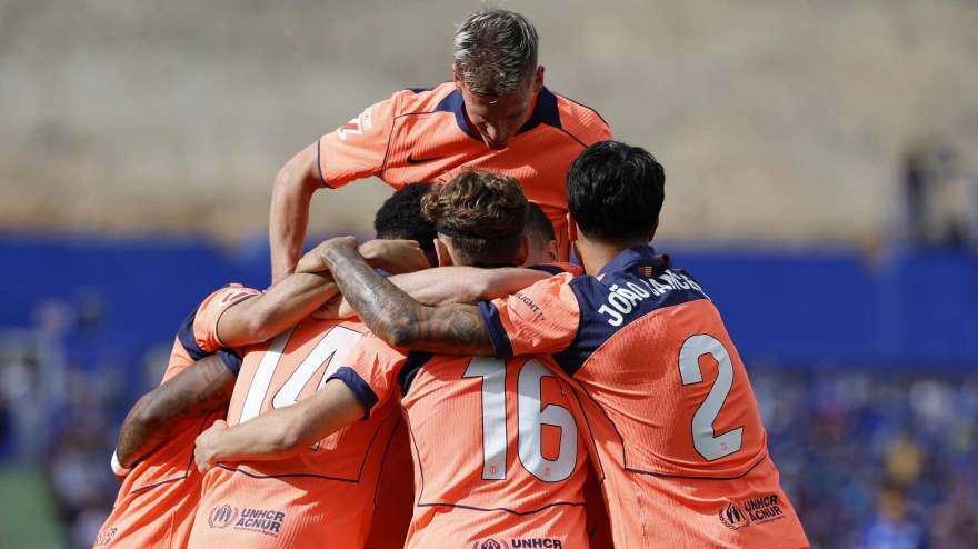 Los jugadores del Barcelona celebran su gol ante el Getafe