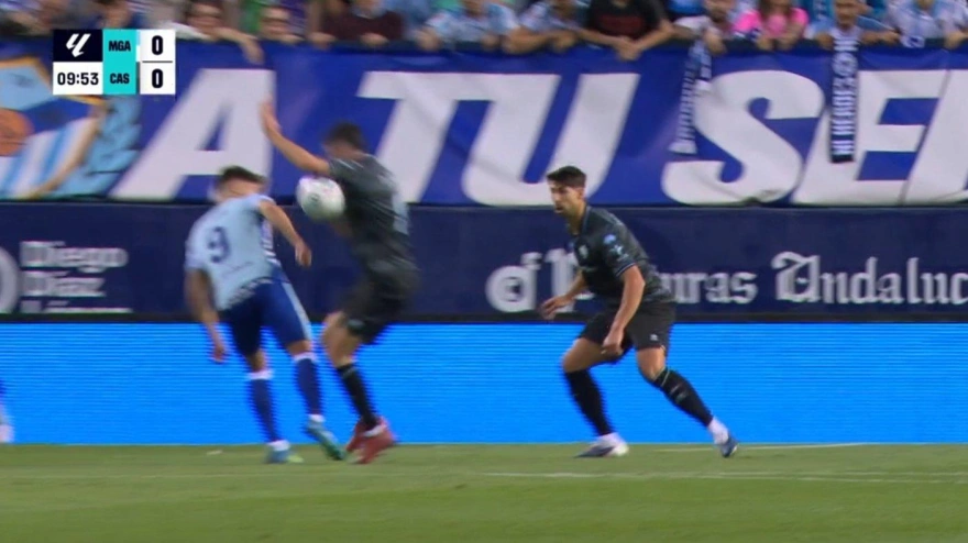 Imagen del penalti a favor del Málaga ante el Castellón