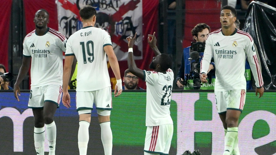Rüdiger celebra su gol definitivo en el Roma-Real Madrid