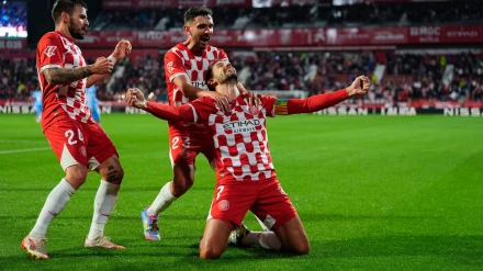 Stuani celebra su gol, en el Girona - Mallorca