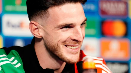 Declan Rice, durante la rueda de prensa previa a un partido de Liga de Campeones con el Arsenal