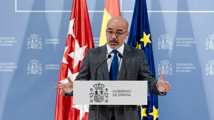 El delegado del Gobierno en Madrid, Francisco Martín, atiende a los medios de comunicación, en la sede de la Delegación del Gobierno de Madrid