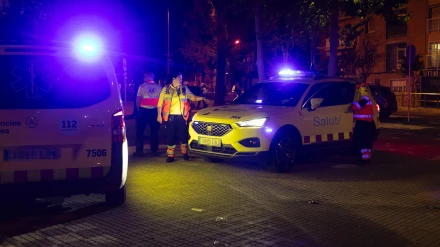 Vehículos de los servicios sanitarios en el lugar del atropelló junto al campo del Espanyol.