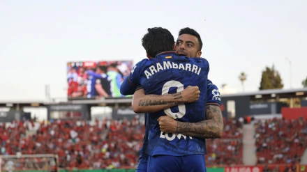 Los jugadores del Getafe celebran el gol ante el Mallorca