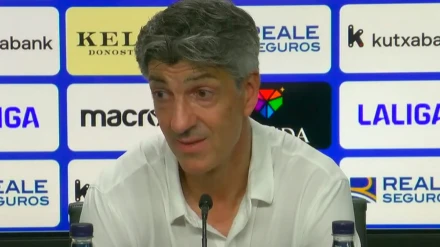 Imanol Alguacil, en la sala de prensa del estadio de Anoeta