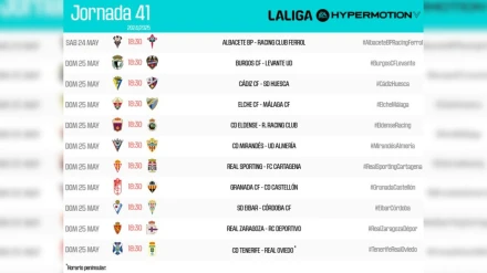 Horarios de la 41ª jornada de Segunda División