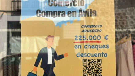 Cartel sobre la campaña de Cheques Comercio Compra en Ávila