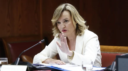 La ministra de Educación y portavoz del Gobierno, Pilar Alegría, comparece en la comisión de investigación del Senado sobre el caso Koldo, este jueves.