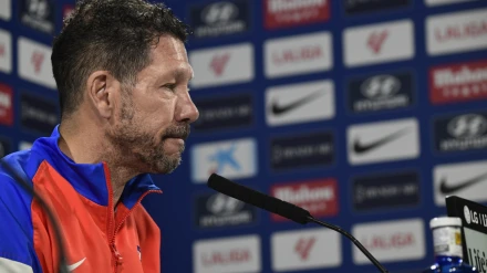 El entrenador del Atlético de Madrid, en la última rueda de prensa en Liga de la temporada.