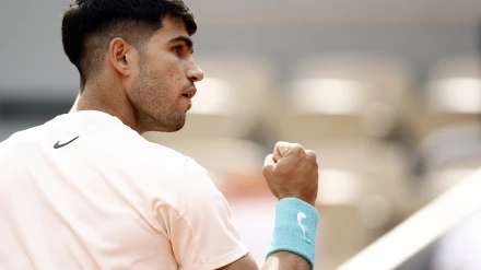 Carlos Alcaraz, durante el partido ante Shelton