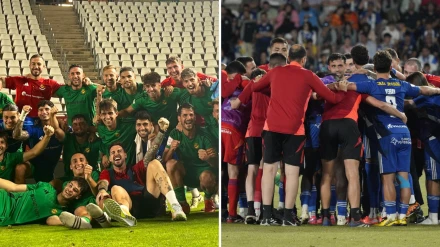 Los jugadores de Nàstic y Ponferradina celebran sus victorias