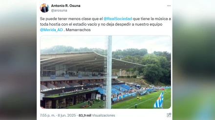 Tuit del alcalde de Mérida contra la Real Sociedad