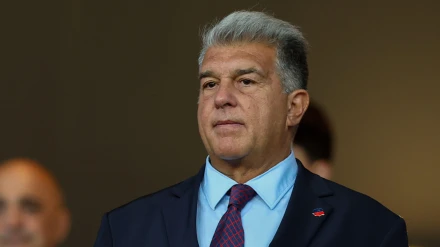 Joan Laporta del FC Barcelona visto durante el partido de la UEFA Champions League 2024/2025 entre el FC Barcelona y el Inter en el Estadio Olímpico