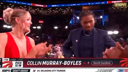 Collin Murray-Boyles y su viral "F..." tras ser elegido por los Raptors.