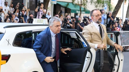 El exsecretario de Organización del PSOE Santos Cerdán a su llegada a declarar en el Tribunal Supremo