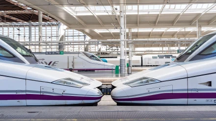El tren de alta velocidad llega a Madrid Atocha, centro neurálgico de trenes de cercanías y regionales, así como de los servicios AVE en toda España.