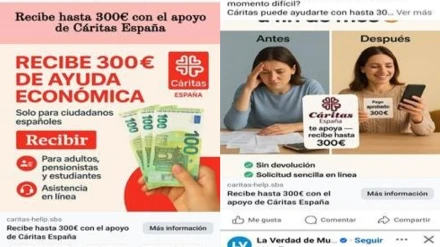 Alerta de estafa con la imagen de Cáritas