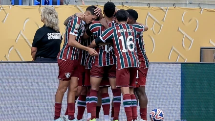 Los jugadores del Fluminense celebran su gol contra el Al Hilal