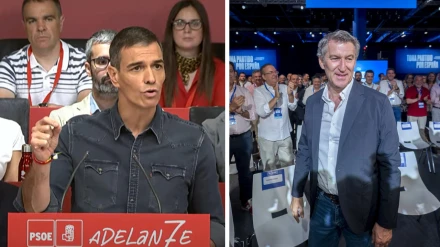 Sánchez y Feijóo en sus respectivas citas con sus partidos