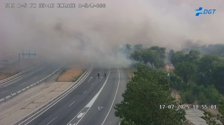 A5 cortada por el incendio de Méntrida