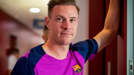 Ter Stegen, con la camiseta de entrenamiento del Barça