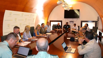 Junta Local de Seguridad de Lorca, copresidida por la delegada del Gobierno y el alcalde de la ciudad, con la asistencia de mandos policiales