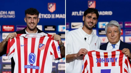 Ruggeri y Cardoso durante su presentación como jugadores del Atlético