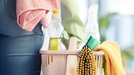 Los productos de limpieza de una empleada del hogar