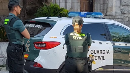 Una agente y un coche de la Guardia Civil
