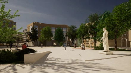 Recreación virtual para la plaza Rosalía de Castro, en el barrio de San Xoán