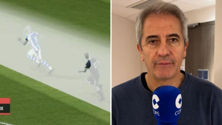 Manolo Lama pone sus dudas sobre el fuera de juego de Mbappé en el minuto 2