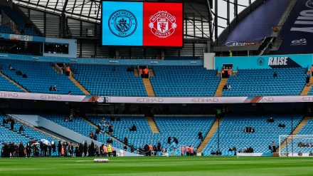 Imagen del estadio Etihad antes del derbi entre el Manchester City y el Manchester United