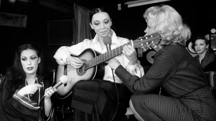 Betty Missiego, representante de España en Eurovisión 1979 en Jerusalén, junto a Massiel y Salomé, ganadoras en anteriores ediciones.