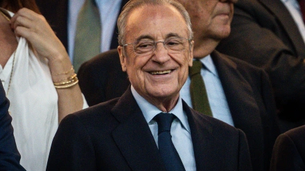 El presidente del Real Madrid Florentino Pérez durante la UEFA Champions League