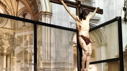 El Cristo de la Misericordia (Silencio) en la exposición dedicada a José de Mora instalada en la Catedral