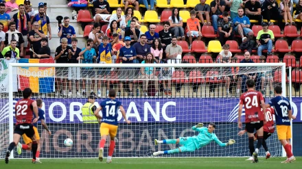 Imagen del Andorra - Mirandés, de LaLiga Hypermotion, en el Estadio de la FAF