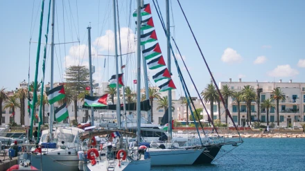 La Flotilla atraca en el puerto de Bizerta, en el norte de Túnez, 12 de septiembre