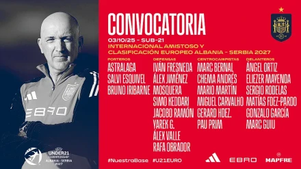 Lista de convocados para los próximos partidos de la selección sub-21.