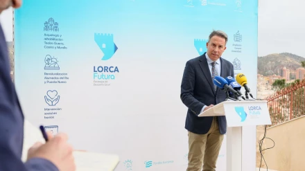 El alcalde, Fulgencio Gil, durante la presentación del Plan Lorca Futura, el pasado mes de marzo