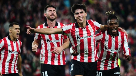 Alejandro Rego celebra el gol en el Athletic-Mallorca