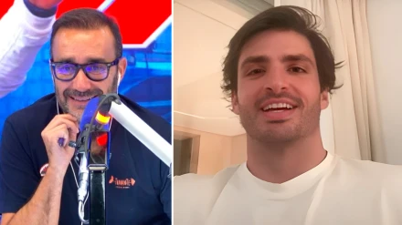 Juanma Castaño charla con el piloto Carlos Sainz en El Partidazo de COPE