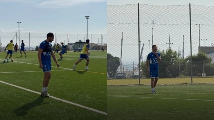 Peque y Juan Hernández, han entrenado con normalidad con el CF Lorca Deportiva