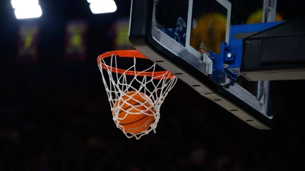 Imagen de una de las canastas del Palau Blaugrana, pabellón del Barcelona de Baloncesto.