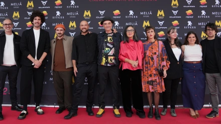El productor José María Fernández de Vega, el primero por la izquierda, en el Festival de Sitges