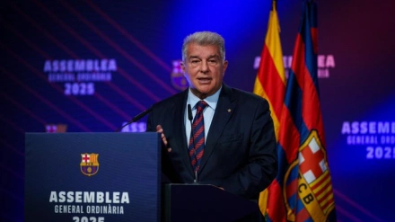 Joan Laporta, durante la Asamblea General Ordinaria del FC Barcelona