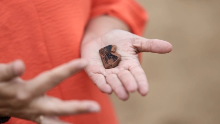 Fragmento de cerámica griega hallado en la necrópolis de Medellín